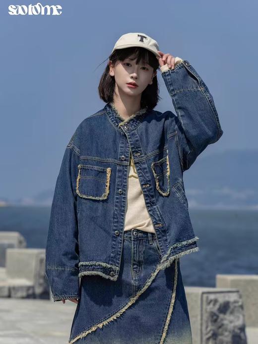 早乙女惠子saotome/STMWT243139/做旧毛边水洗牛仔外套 商品图3