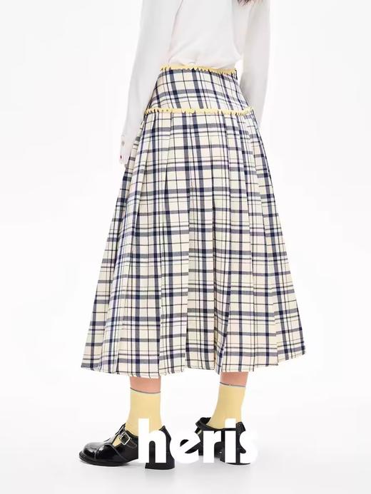 heris/H43124/学院格纹拼接两穿百褶裙 商品图3