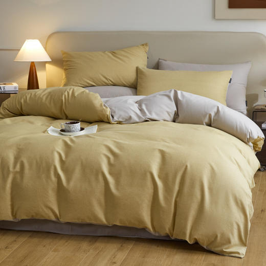 老米优品🎈muji代工厂《A类婴儿级 温暖磨毛四件套纯色长绒棉双拼款》全棉磨毛 四件套床品！秋冬款新疆长绒棉~ 商品图2