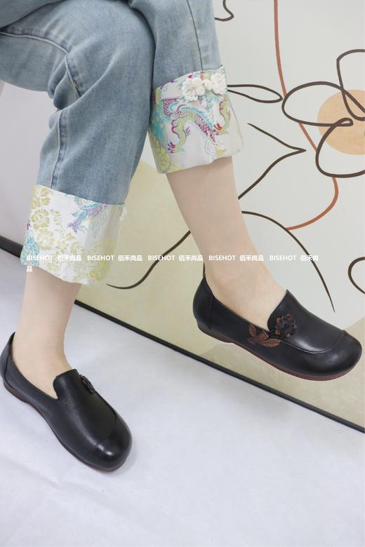 新品牛皮复古一脚蹬柔软橡胶底婆婆鞋963B43514 商品图4