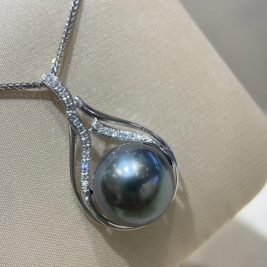 11-12mm钻石大溪地黑珠吊坠 商品图2