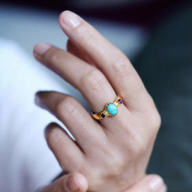 订购7周到｜ Monsieur-Athenais-绿松石 红宝石 戒指［法国设计师］