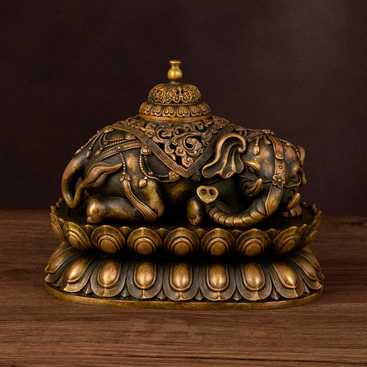 吉祥古法香炉 莲花座福象熏炉 商品图8
