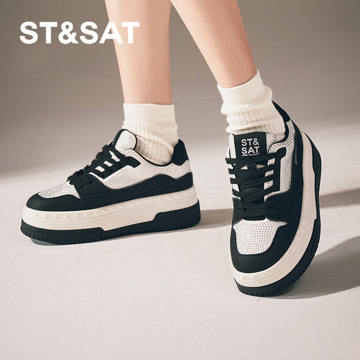 星期六经典拼色闪钻厚底增高板鞋SSC3112337 商品图1