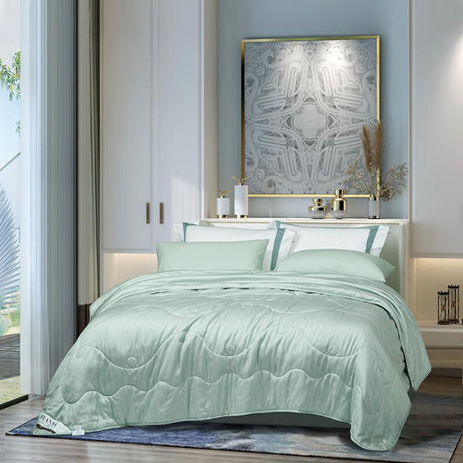 富安娜  莱赛尔印花抑菌夏被-半岛·宝石绿 商品图1