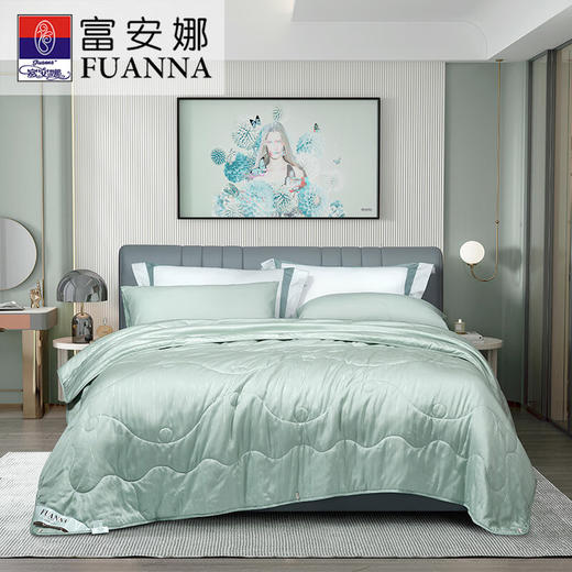 富安娜  莱赛尔印花抑菌夏被-半岛·宝石绿 商品图0