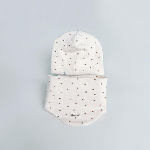 秋冬季棉质宝宝套头帽围脖套装 透气吸汗儿童帽子围巾两件套 商品图9