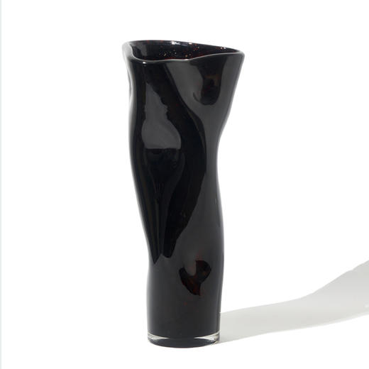 轻奢风创意大口直筒黑金琉璃花瓶高级感台面软装居家装饰玻璃饰品 商品图9