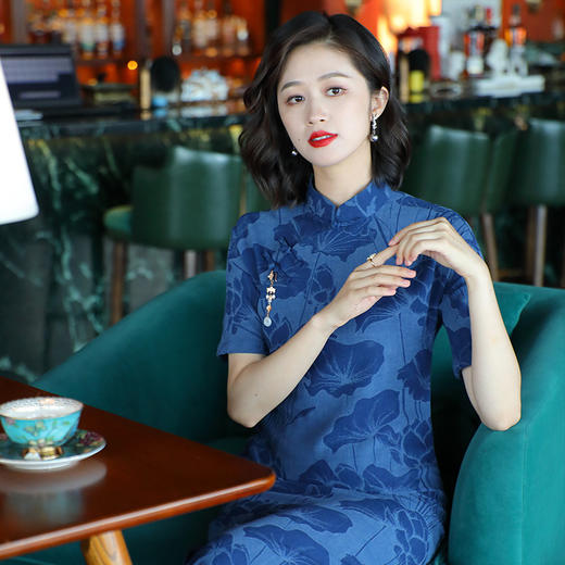 OY-24281中国风女装复古夏季新款棉麻印花旗袍日常改良版连衣裙24281 商品图2