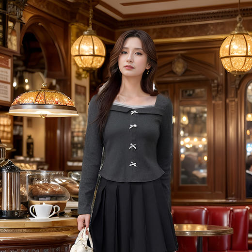 9/10奢姿大码女装2024秋季减龄蕾丝花边拼接T恤胖妹妹时尚方领上衣9943634072 商品图1