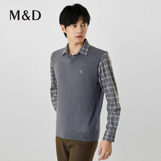 【名盾】100%绵羊毛背心，保暖舒适，小V领设计，贴合不紧绷MXCL24653B 商品图2