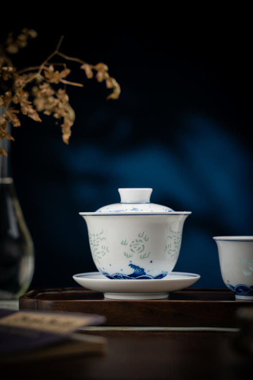 富玉 景德镇玲珑瓷组合功夫茶具手绘双龙戏珠5头茶具 商品图2