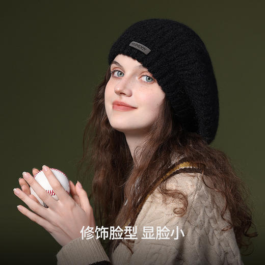 秋冬季新款羊毛贝雷帽复古文艺画家帽防风保暖简约大头围针织帽子 商品图3