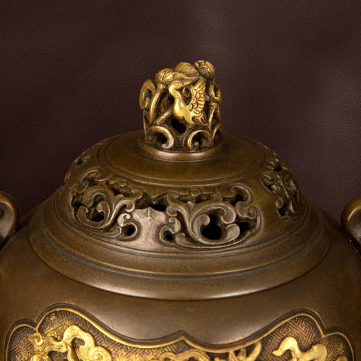 吉祥古法香炉 带座夔龙耳三足熏炉 商品图2