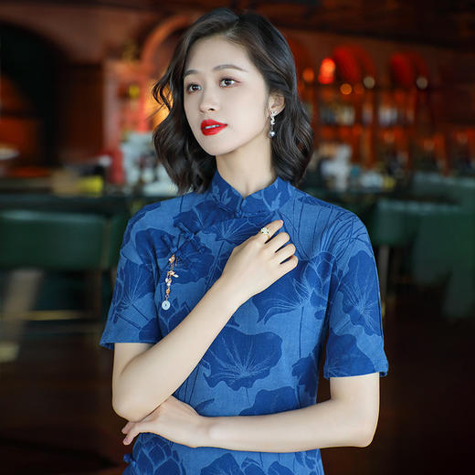 OY-24281中国风女装复古夏季新款棉麻印花旗袍日常改良版连衣裙24281 商品图3