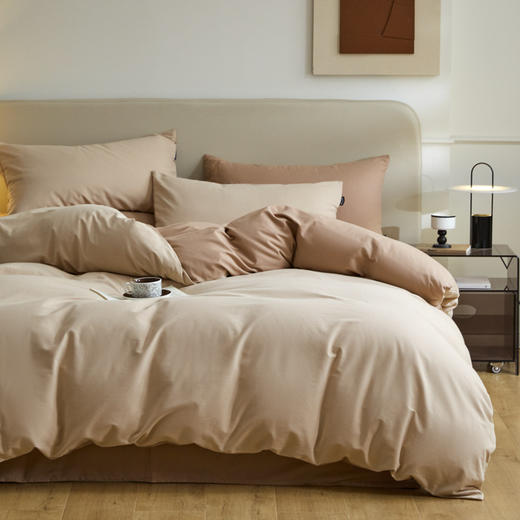 老米优品🎈muji代工厂《A类婴儿级 温暖磨毛四件套纯色长绒棉双拼款》全棉磨毛 四件套床品！秋冬款新疆长绒棉~ 商品图6