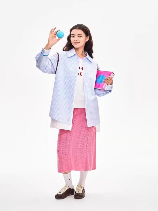 heris/H43109/蓝色格纹假两件衬衫 商品图1