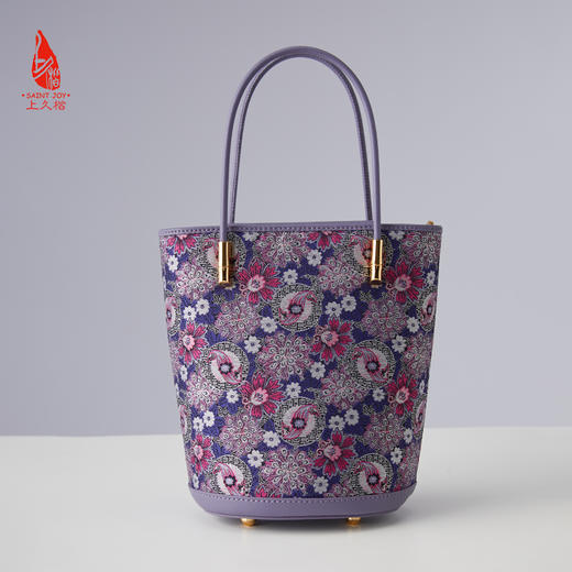 SAINTJOY/上久楷  宋锦拎包 孔雀羽团花锦 手拎包 BWS24A0105-E（不含礼盒包装） 商品图7