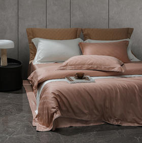 60S长绒棉全棉四件套纯色大提花 律-黎莎粉