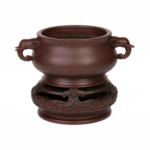 吉祥古法香炉 带座象首耳彛炉 商品图0