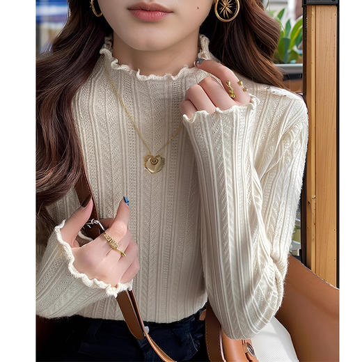 9/9奢姿大码女装2024秋季简约时尚百搭针织衫胖妹妹气质半高领上衣9943155033 商品图1