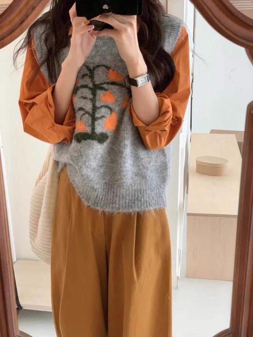 韩铃兰花马海毛马甲 商品图0