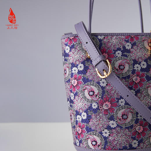 SAINTJOY/上久楷  宋锦拎包 孔雀羽团花锦 手拎包 BWS24A0105-E（不含礼盒包装） 商品图8