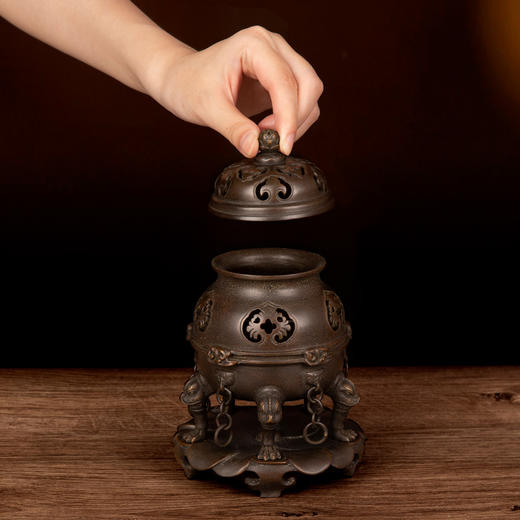吉祥古法香炉 小号带座帝王熏炉 商品图7