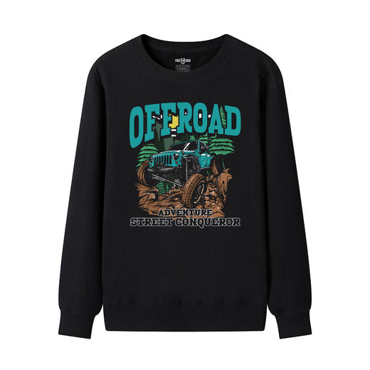 秋冬新款牧马人穿越丛林图案印花毛圈圆领套头卫衣男女通款队服衫 NMT-2180 商品图1