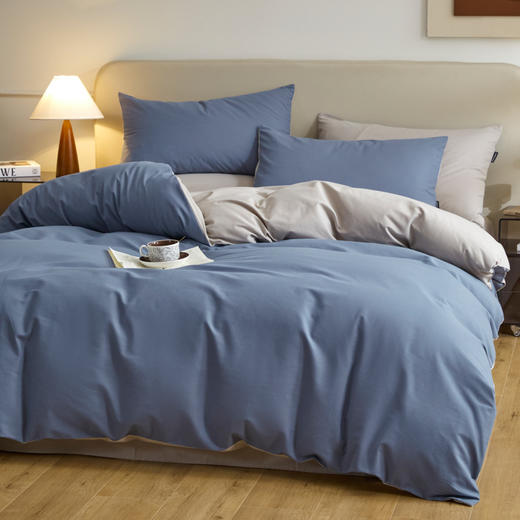 老米优品🎈muji代工厂《A类婴儿级 温暖磨毛四件套纯色长绒棉双拼款》全棉磨毛 四件套床品！秋冬款新疆长绒棉~ 商品图1