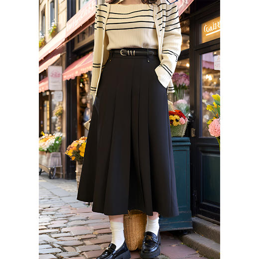 9/9奢姿大码女装2024秋季减龄百褶半松紧裙子胖妹妹时尚百搭半身裙9943491329 商品图4