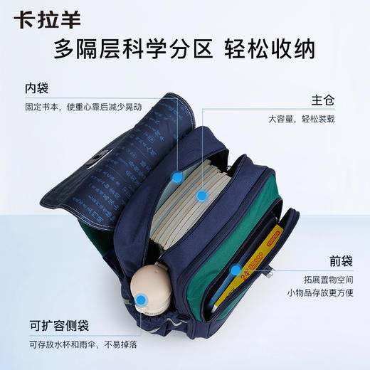 卡拉羊小学1-6年级18L/20L六维防下坠减负立体方包 雅典学院 CX2229+CX2699 商品图7