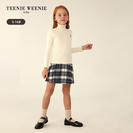 TeenieWeenie Kids小熊童装秋冬款女童高领花边纯色打底衫毛衣TKKW24OT51R 商品图1