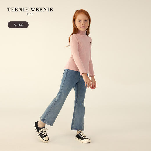 TeenieWeenie Kids小熊童装秋冬款女童高领花边纯色打底衫毛衣TKKW24OT51R 商品图3