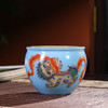 湖水蓝地古彩描金事事如意纹缸杯 商品缩略图1