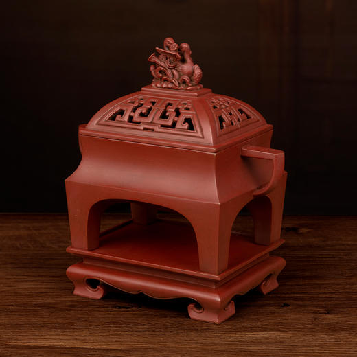 吉祥古法香炉 带座福禄鸳鸯钮台几熏炉 商品图1