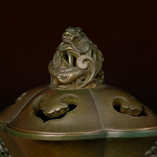 吉祥古法香炉 带座天鸡耳海棠熏炉 商品图2