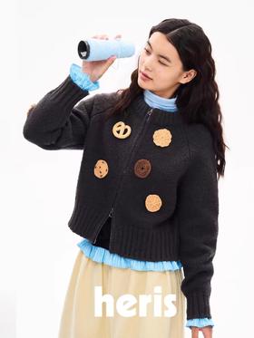 heris/H43102/饼干钩花开衫毛衣