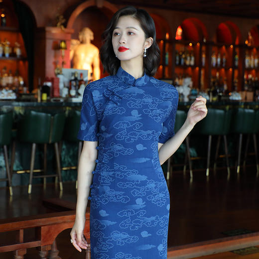 OY-24282中国风优雅复古女装夏季新款棉麻印花日常改良连衣裙24282 商品图2