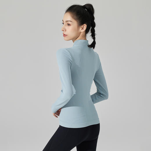 Leorrey/乐拉超柔弹修身户外休闲显瘦立领双拉链秋冬瑜伽运动外套 商品图3