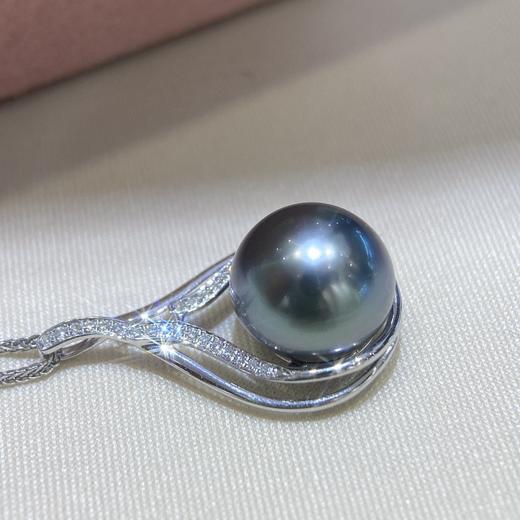 11-12mm钻石大溪地黑珠吊坠 商品图1