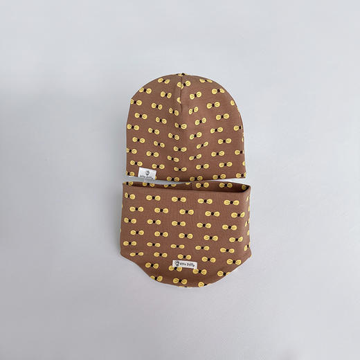 秋冬季棉质宝宝套头帽围脖套装 透气吸汗儿童帽子围巾两件套 商品图7