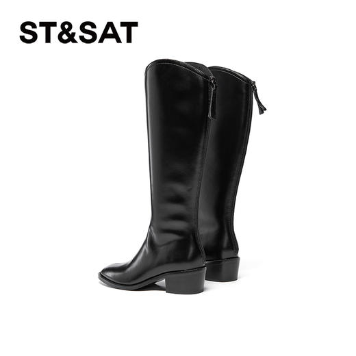 【绒里可选】星期六气质尖头V口显瘦粗跟长靴SSD4117498/SSD4119498 商品图6