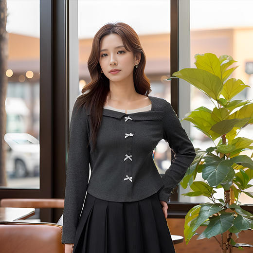 9/10奢姿大码女装2024秋季减龄蕾丝花边拼接T恤胖妹妹时尚方领上衣9943634072 商品图2