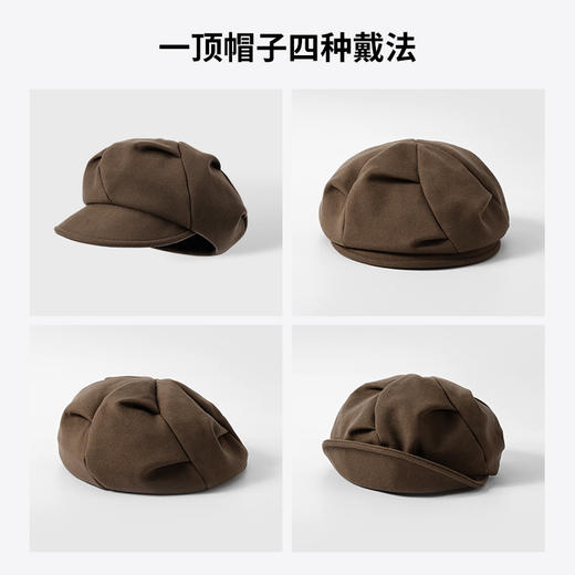 秋冬季新款帽子女士法式复古贝雷帽画家帽日系百搭显脸小八角帽 商品图2