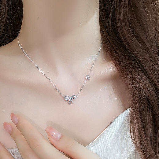 【方锆蝴蝶结】S925银项链【JHY-N001737B】 商品图3