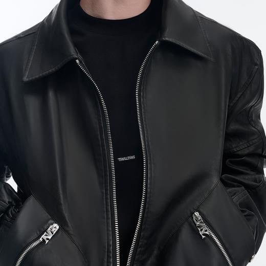 TIWILLTANG启世录“渐褪痕构”双口袋皮夹克 商品图2