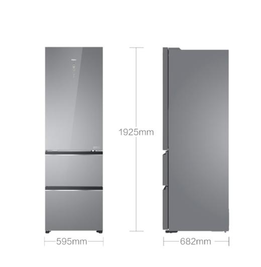 海尔 冰箱 BCD-406WLHD314ASU1 406升 三门 窄体60宽零嵌入式新品 变频 一级能效 风冷 90度直角开门 嵌入式 钢化玻璃面板 底部前置散热 灰色系 商品图3