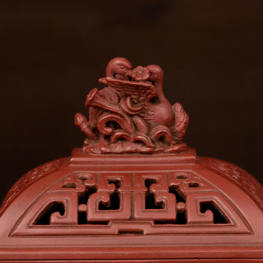 吉祥古法香炉 带座福禄鸳鸯钮台几熏炉 商品图4