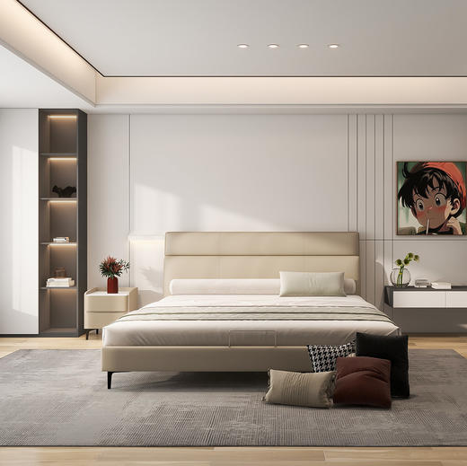 顾家家居整装 现代简约 皮/布艺软床 KZ.B1066(B) 知秋 商品图1